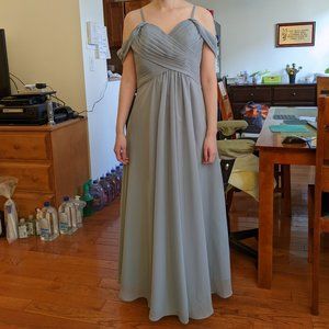 Amazon Size 4 Slate Blue Cold Shoulder Floor Length Dress